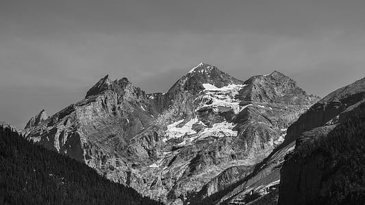grayscale photography of mountain thumbnail