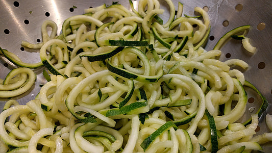sliced zucchinis in colander thumbnail