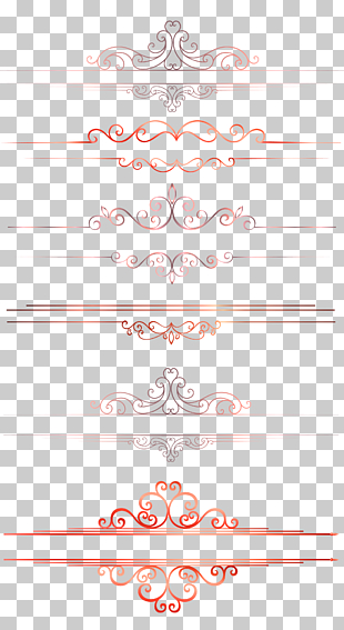 Computer file, European pattern divider line border texture, assorted-color paper decors PNG clipart