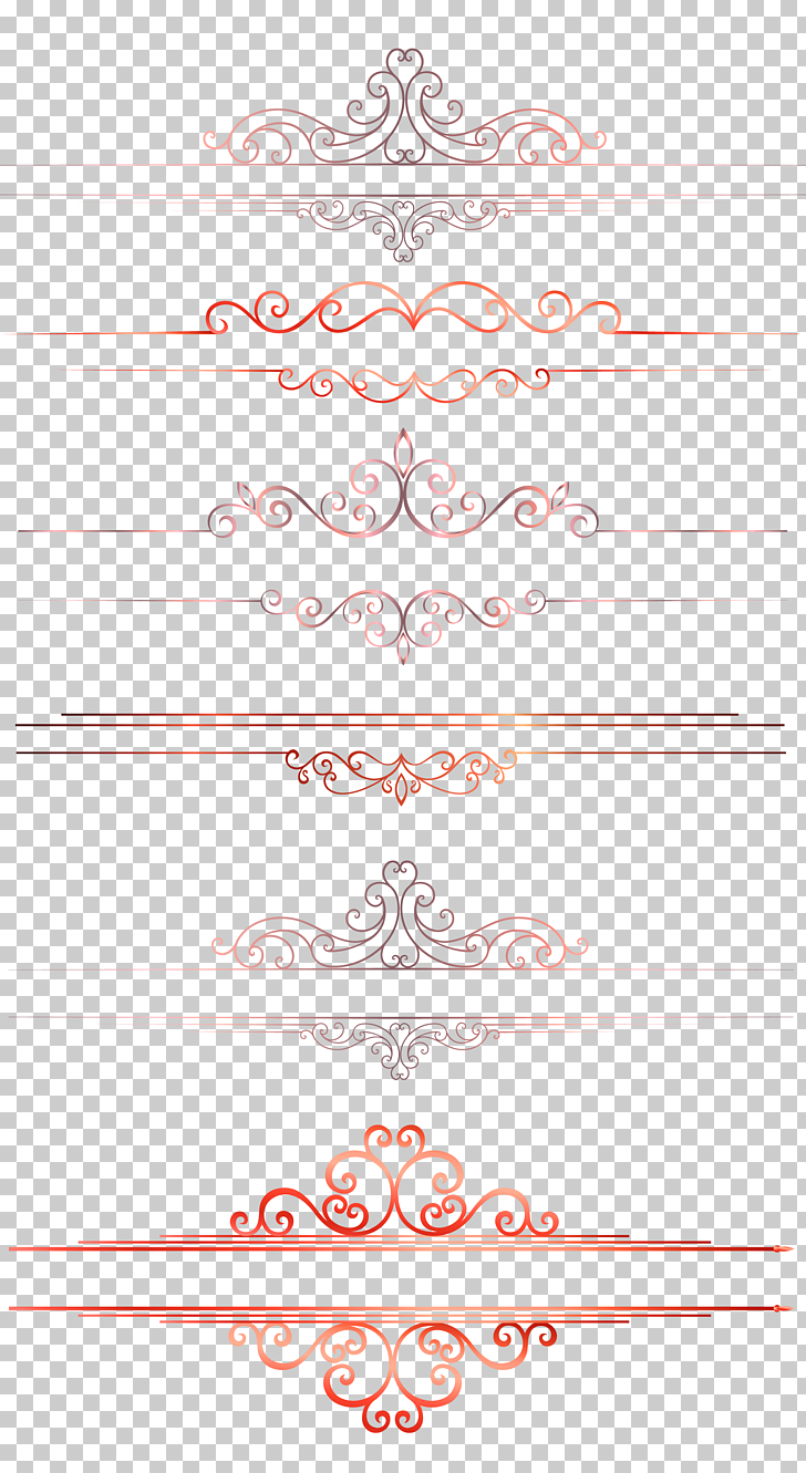 Computer file, European pattern divider line border texture, assorted-color paper decors PNG clipart