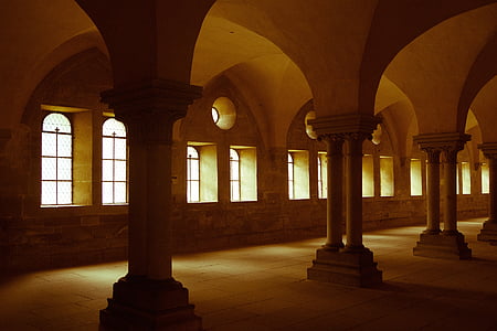 building interior with arch walls taken on low light room thumbnail