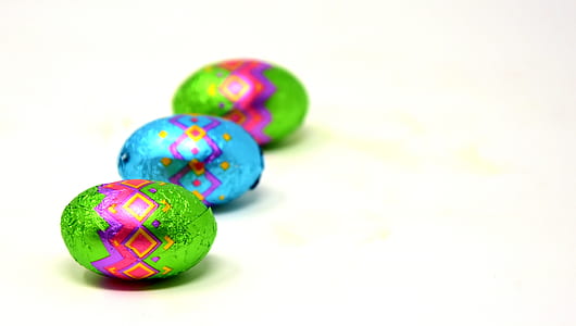 three multicolored Easter eggs thumbnail