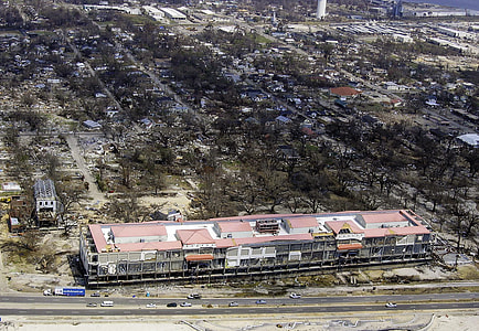 Casino Barges floating on the shore in Biloxi, Mississippi after Hurricane Katrina thumbnail