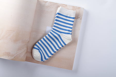 white and blue striped sock thumbnail
