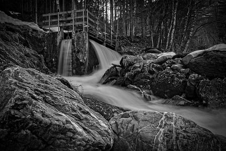 black-and-white, landscape, nature, water thumbnail