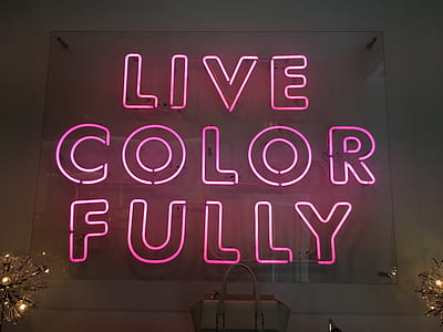 Live Color Fully neon signage beside grey trapeze bag thumbnail