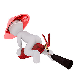 3D person riding red fire extinguisher thumbnail