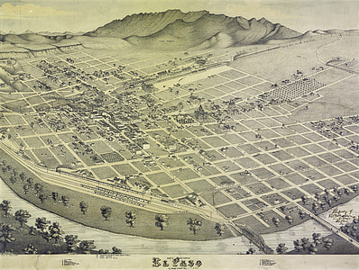 Map of El Paso in 1886 in Texas thumbnail