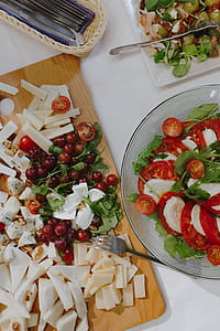 Catering banquet table with different food snacks and appetizers thumbnail