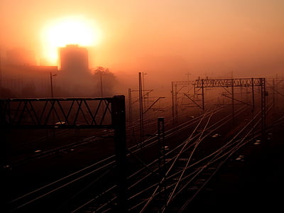 railway and red and orange sky thumbnail