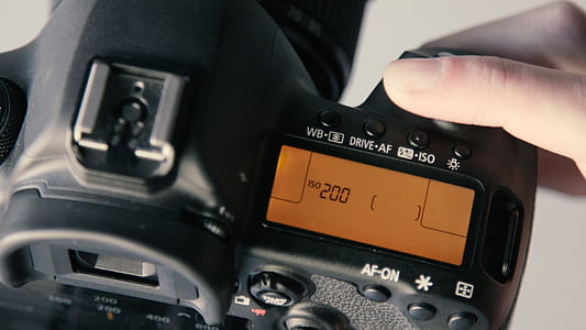 person holding black DSLR camera displaying 150 200 thumbnail