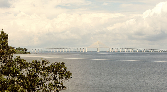 white concrete bridge above body of water thumbnail