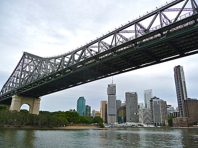 low-angle photography of metal bridge during daytime thumbnail