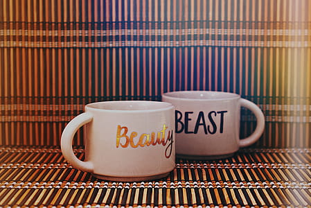 White Ceramic Cups With Text Print thumbnail