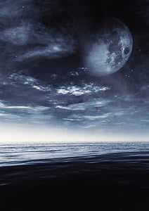 rippling body of water under gibbous moon thumbnail