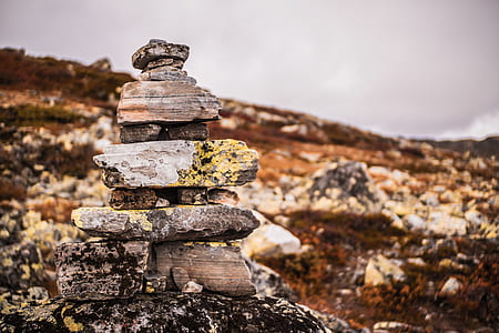 selective focus photography of gray cairn thumbnail
