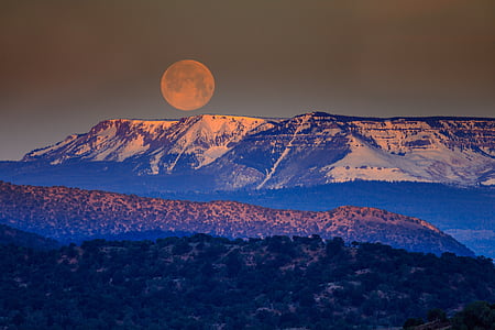 snowcap mountain and moon photo thumbnail
