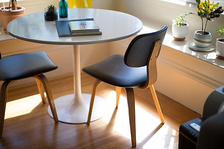 oval white wooden dining table with chairs thumbnail