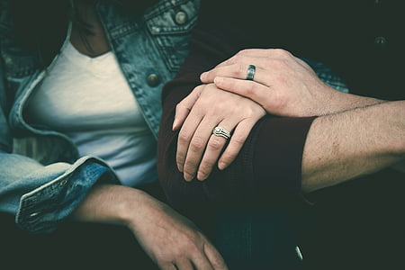 couple wearing wedding bands thumbnail
