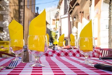 three clear glass footed cups on tabletop thumbnail