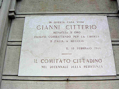 Plaque dedicated to Gianni Citterio in Monza, Italy thumbnail