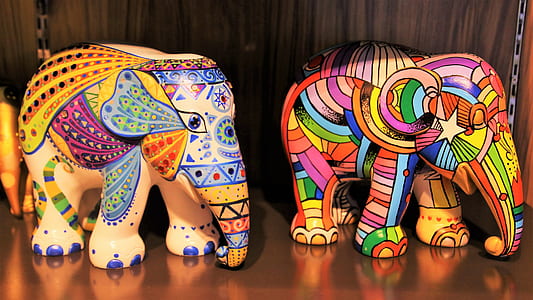 two multicolored elephants table decor thumbnail