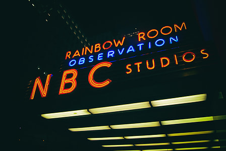 orange and blue Rainbow Room Observation NBC Studios neon light thumbnail