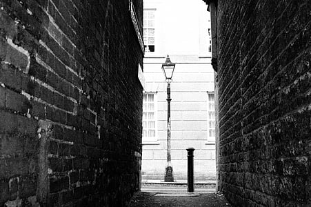 grayscale photography of alley thumbnail