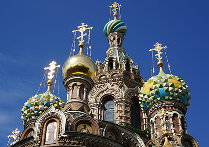 low angle photography of brown and green cathedral thumbnail