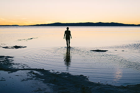 silhouette photography of person on body of water thumbnail