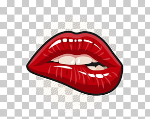 Lip Biting Mouth , Bite lips material free to pull, red lips illustration PNG clipart