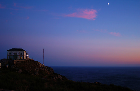 galicia, fisterra, night, moon, lighthouse, cape thumbnail