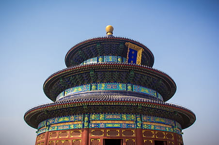 brown and multicolored temple under blue sky thumbnail
