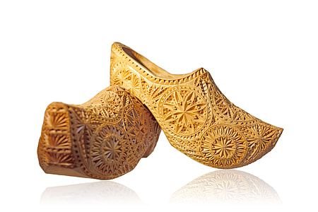 pair of brown wooden shoes thumbnail