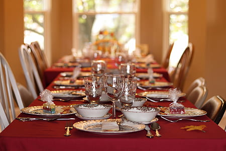 shallow focus photography of dinner fine dinning table set thumbnail