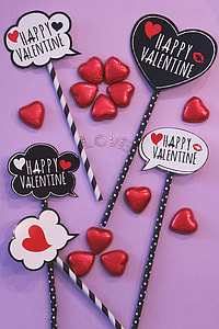 photo of Happy Valentine straws and heart-shaped chocolates thumbnail