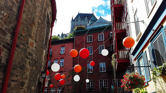 red and white balloons on hallway thumbnail