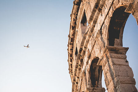 Little Plane and Roman Arena in Pula, Croatia thumbnail