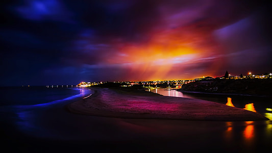 lighted cityscape digital wallpaper thumbnail