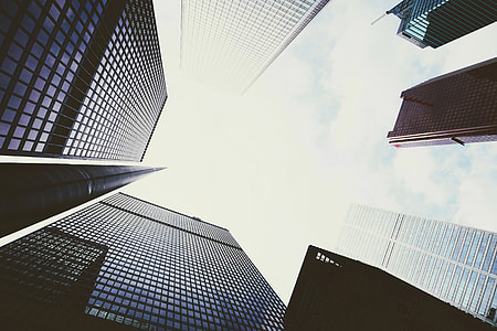 Skyscraper buildings in city business district thumbnail
