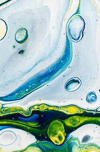 white, blue, and green abstract painting thumbnail