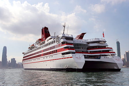 white and red cruise ship thumbnail