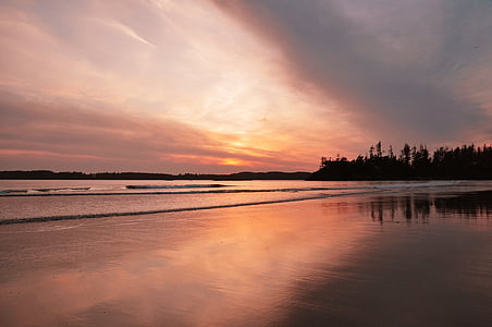silhouette photo of sea during golden hour thumbnail
