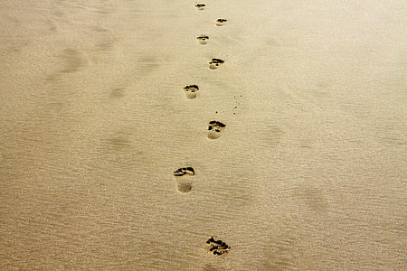 foot in the sand during daytime thumbnail
