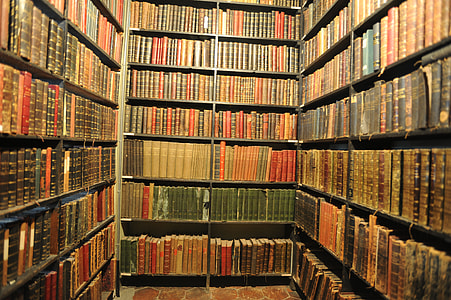 books stacked inside shelves thumbnail