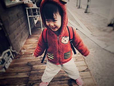 Boy's Orange Zip Up Jacket thumbnail