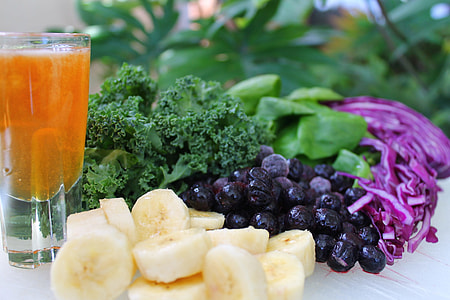 close up photo of slice banana, grapes, and broccoli thumbnail