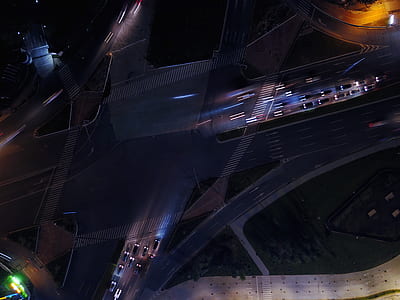 city roads during nighttime in top view photography thumbnail