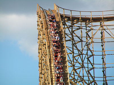 group of people riding on roller coaster thumbnail