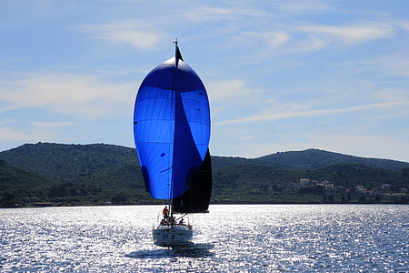 blue and white sail boat sailing during daytime thumbnail